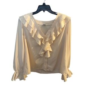 SHEIN VCAY Plus size women's ruffle trim bell sleeve blouse 2XL